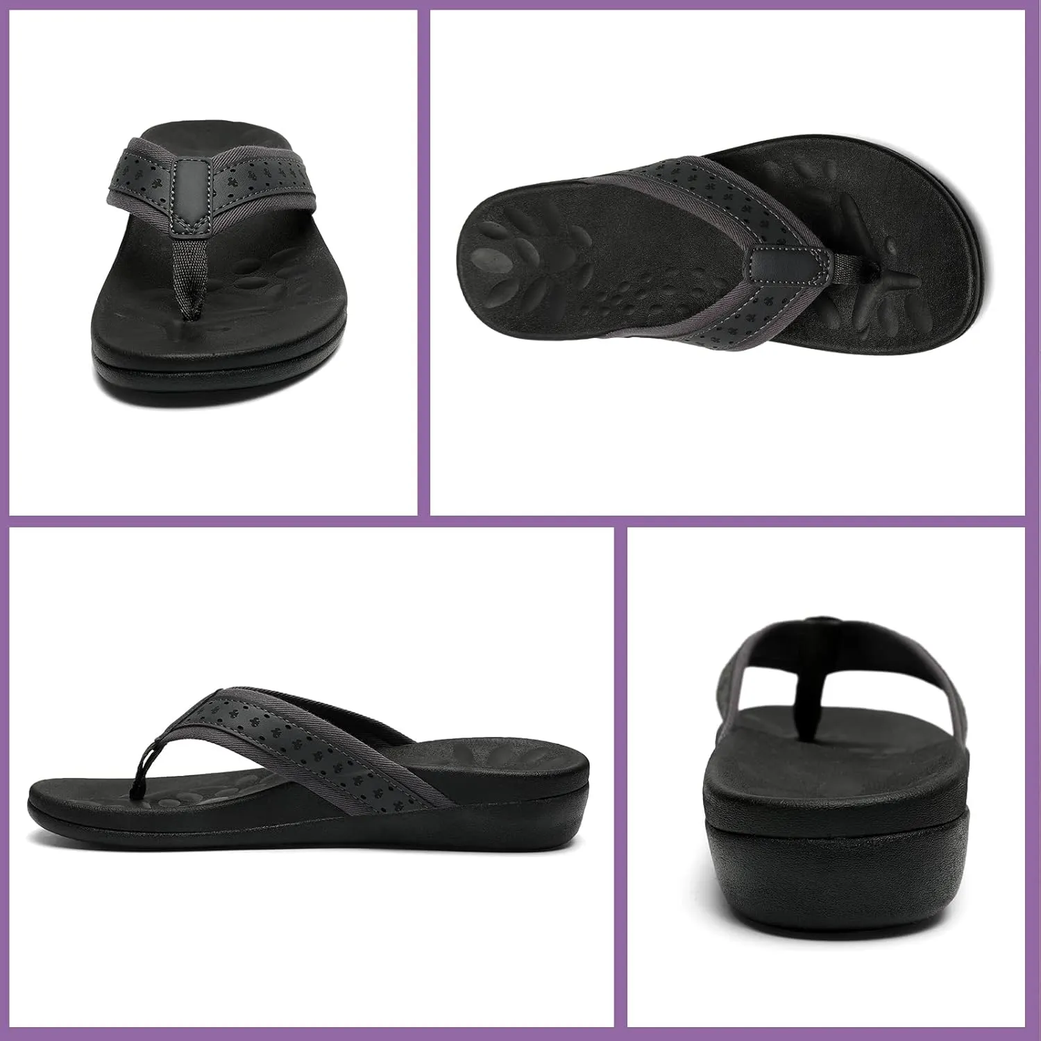 MEGNYA Womens Orthopedic Sandals with Arch Support, Summer Plantar Fasciitis Flip Flops for Flat Feet, Comfortable Cushioned Foam Slippers for Outdoor Beach
