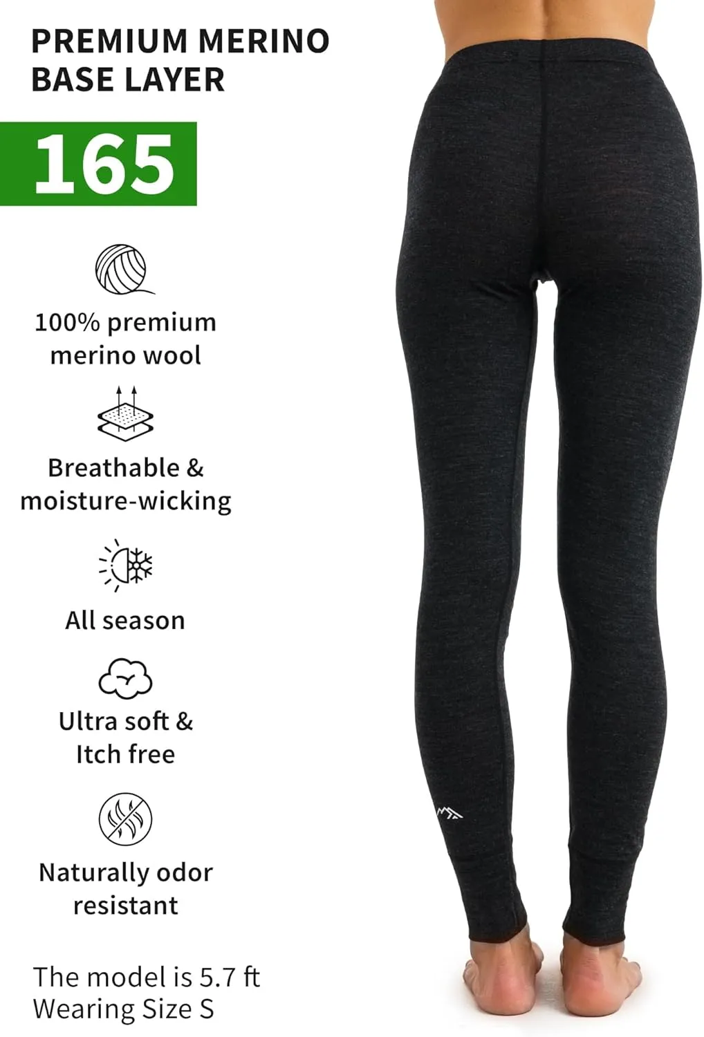 Merino Wool Base Layer Women Pants 100% Merino Wool Leggings Heavyweight, Midweight, Lite Thermal Underwear Bottom and Socks