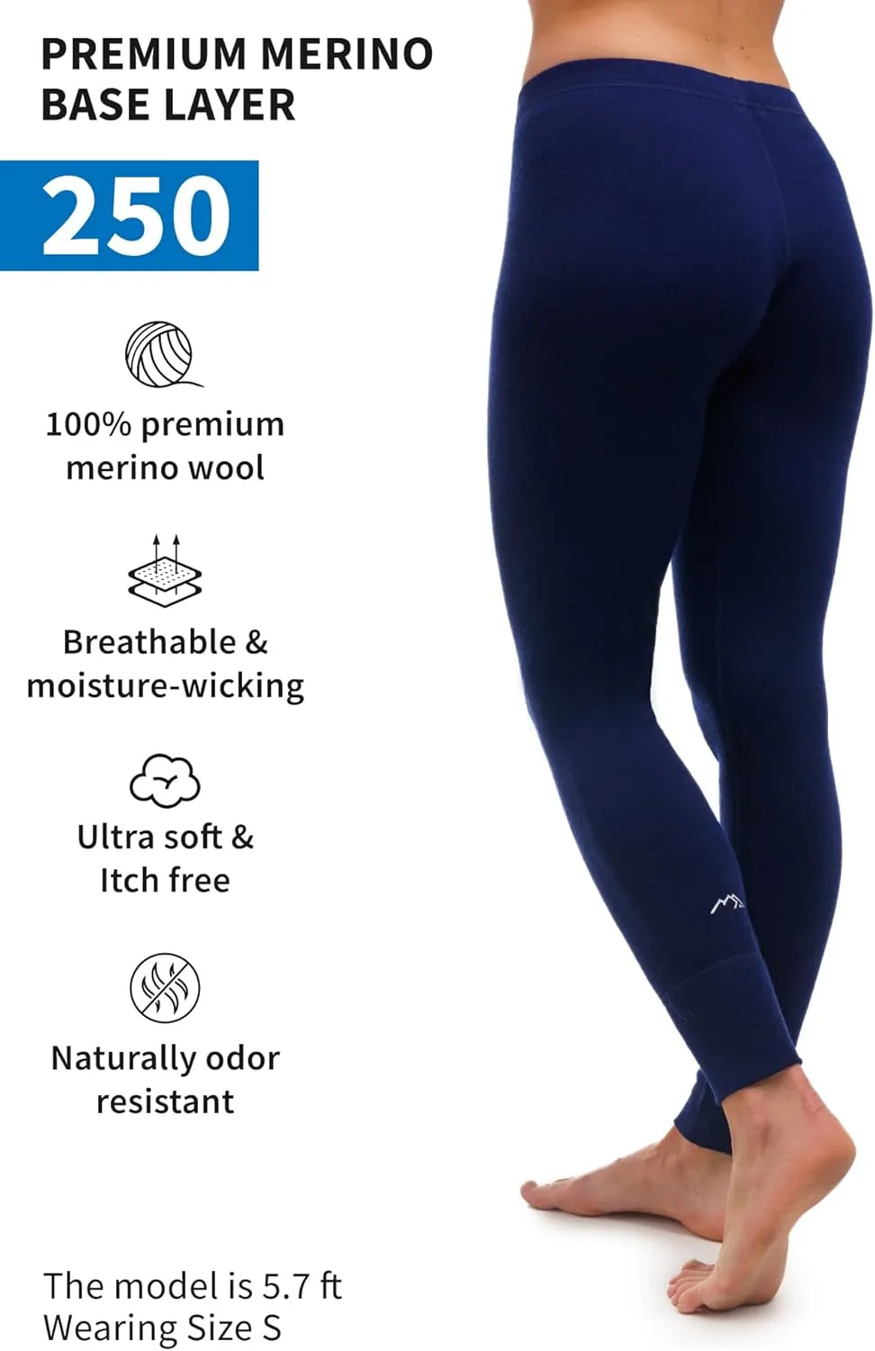 Merino Wool Base Layer Women Pants 100% Merino Wool Leggings Heavyweight, Midweight, Lite Thermal Underwear Bottom and Socks