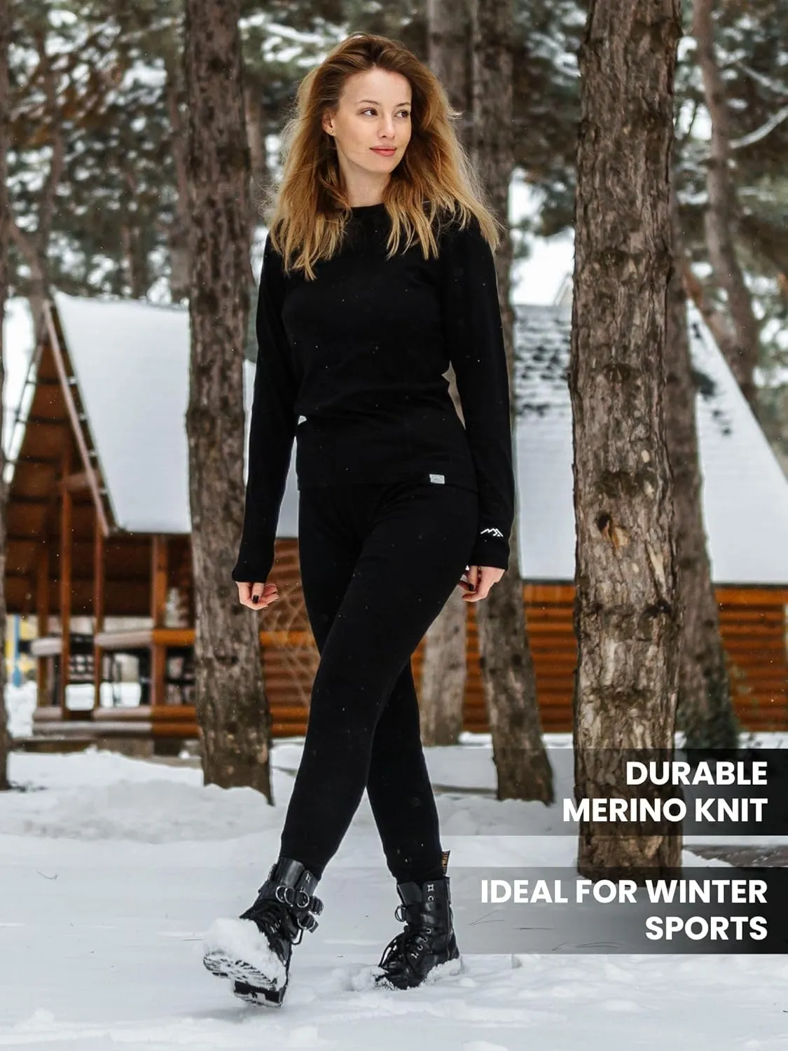 Merino Wool Base Layer Women Pants 100% Merino Wool Leggings Heavyweight, Midweight, Lite Thermal Underwear Bottom and Socks