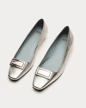 Midge Flat - Crinkled Leather Silver