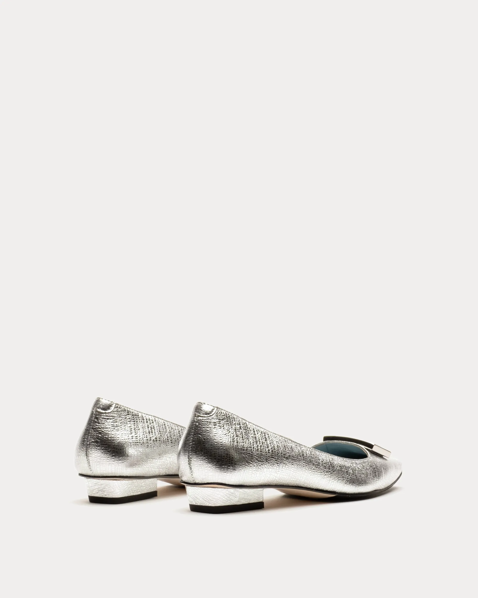 Midge Flat - Crinkled Leather Silver