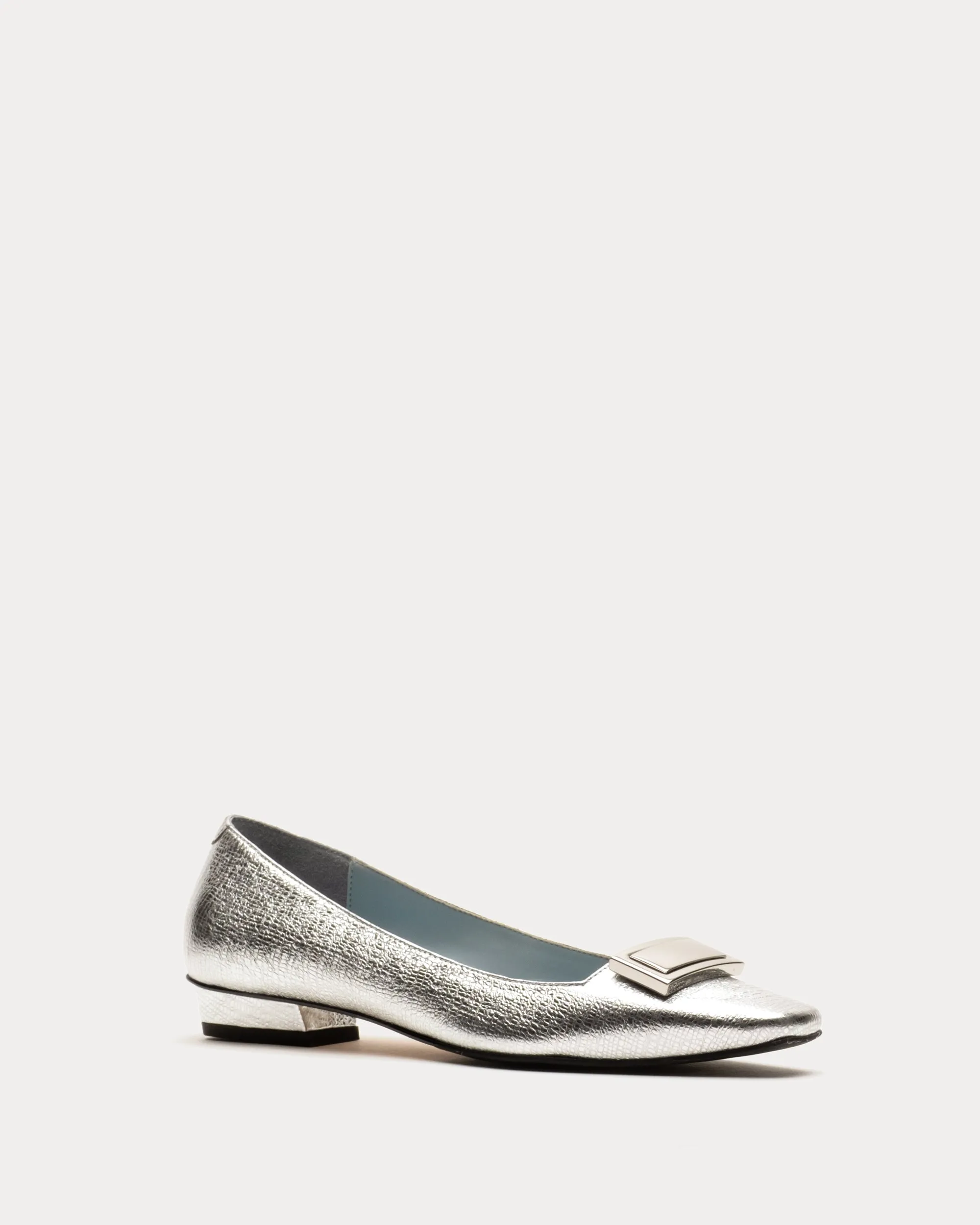 Midge Flat - Crinkled Leather Silver