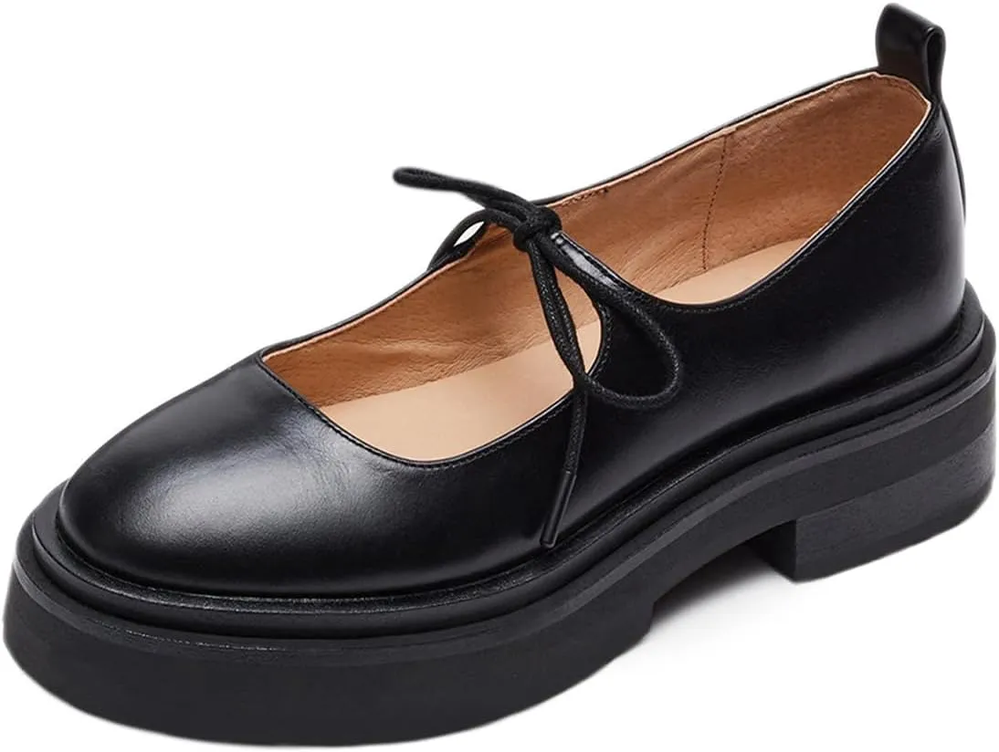Milooey shoes Women's Fashion Round Toe Platform Mary Janes Cute Lace Up Chunky Heel Pumps Uniform Dress Party School Daily Shoes Size 4-16 Us