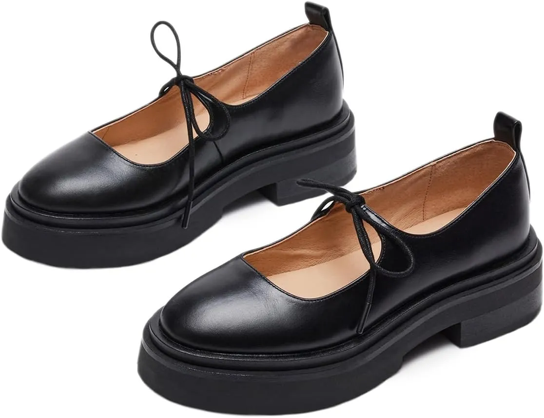 Milooey shoes Women's Fashion Round Toe Platform Mary Janes Cute Lace Up Chunky Heel Pumps Uniform Dress Party School Daily Shoes Size 4-16 Us