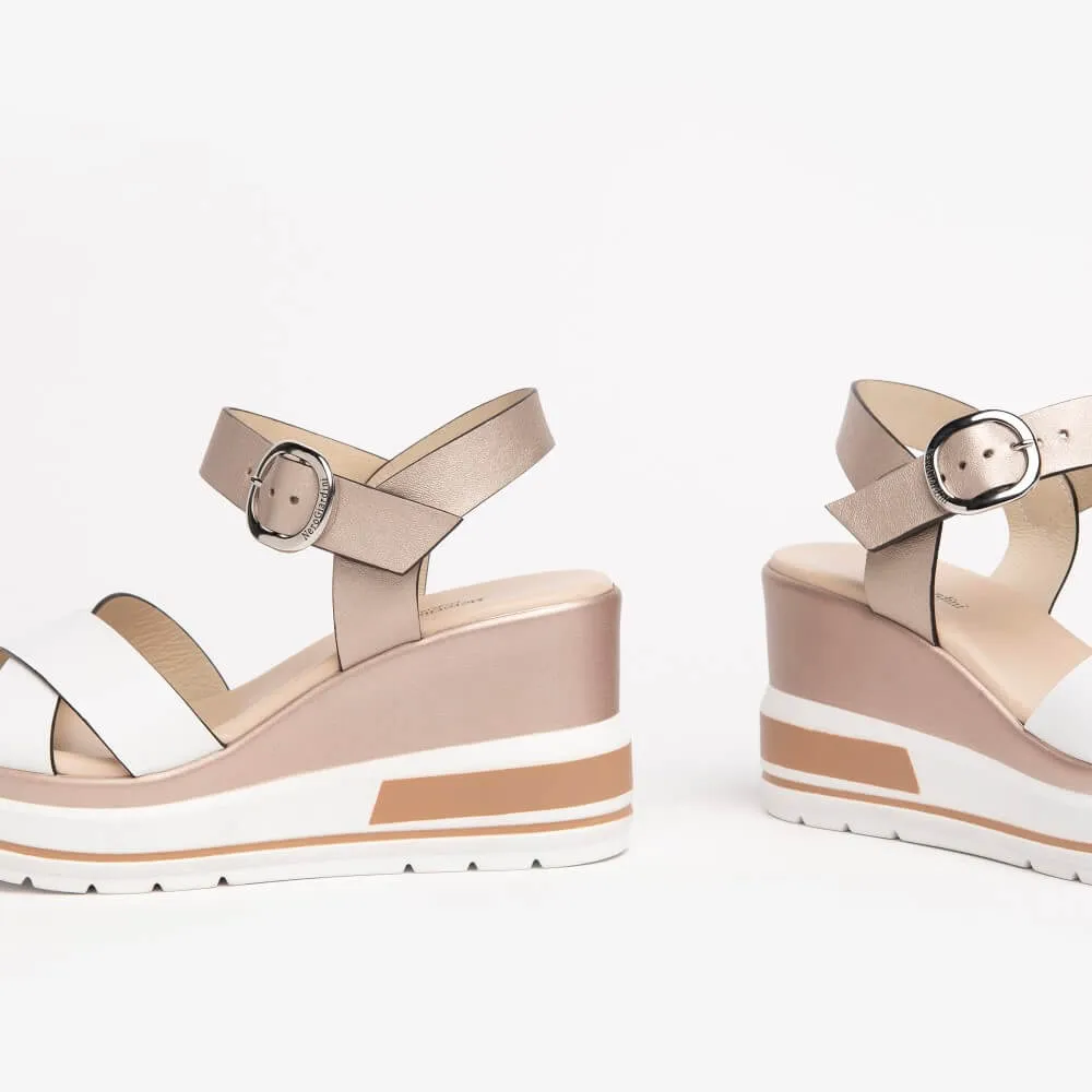 NeroGiardini E218737D Medium Wedge Sandal-WHITE