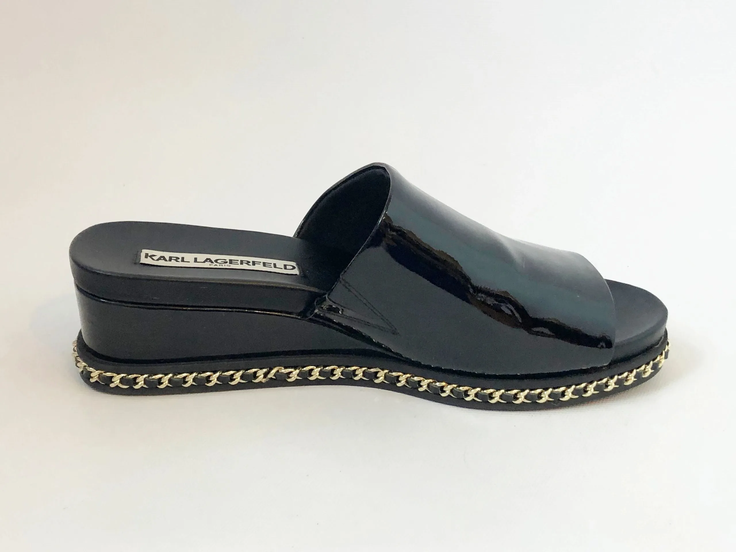 NEW Karl Lagerfeld Patent Leather Adelela Slide Size 6