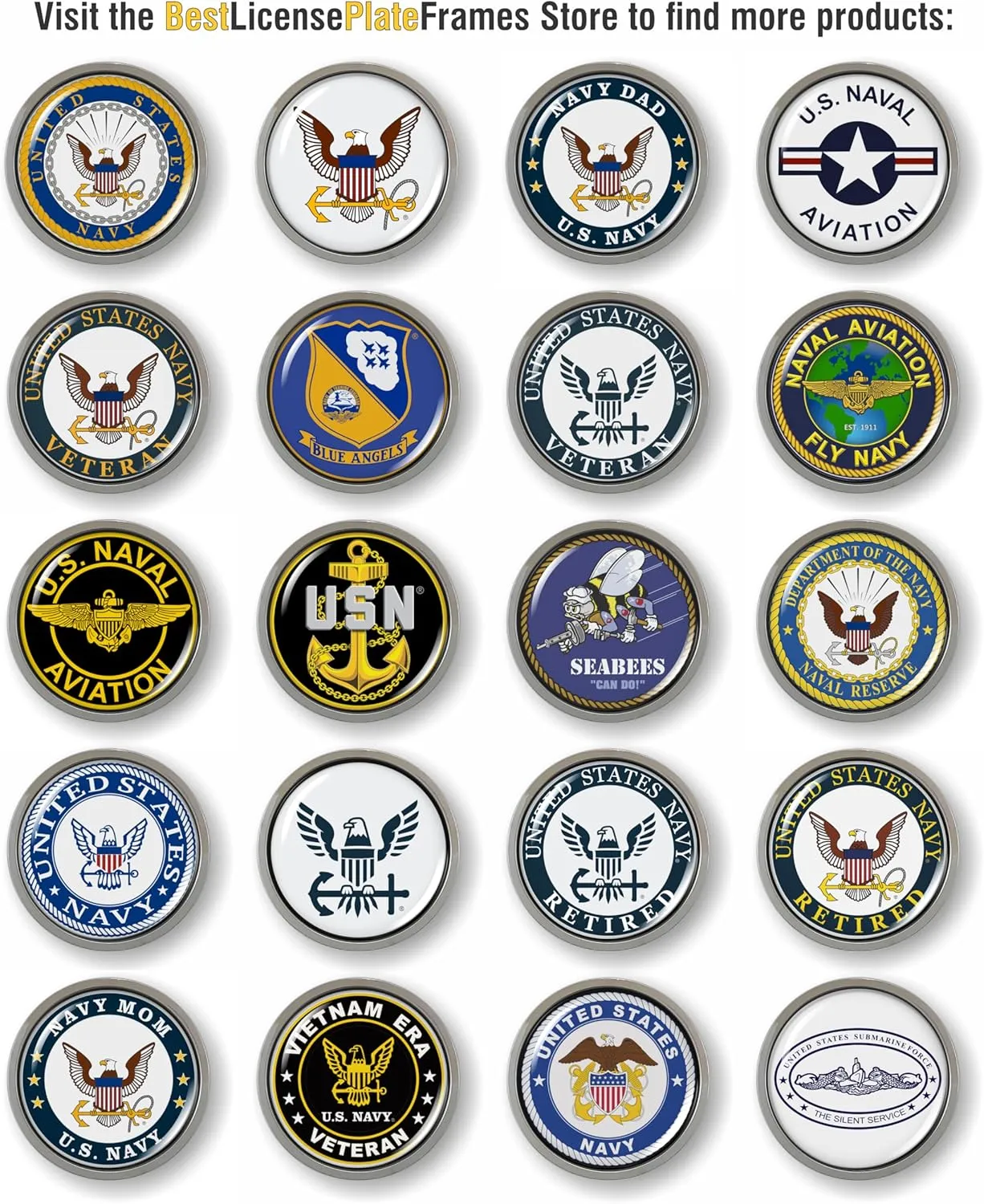 [Officially Licensed U.S. Navy Product] - Master Chief Petty Officer, USN Fouled Anchor Collectible 3D Domed CAR Emblem Badge Sticker Chrome Metal Round Bezel