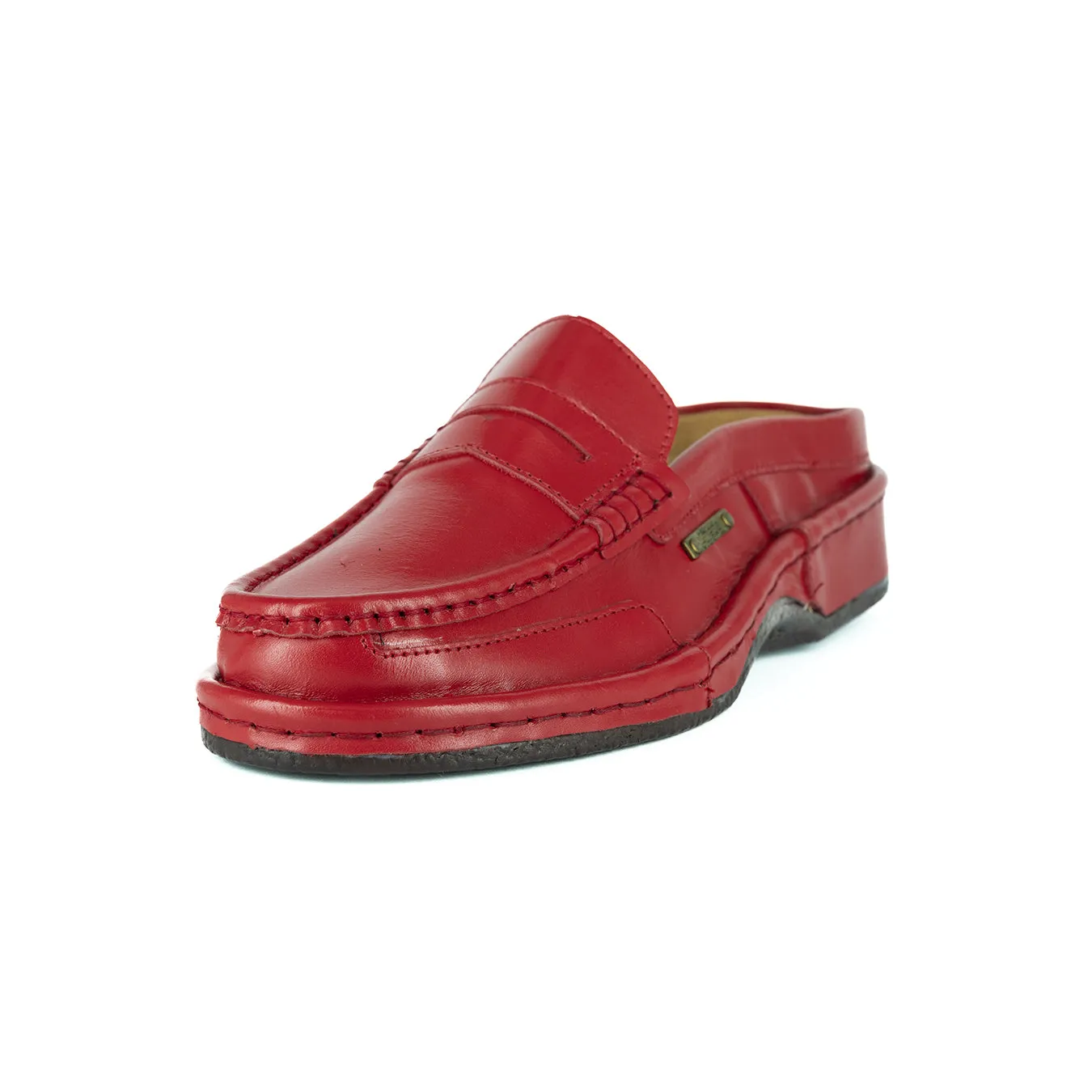 OMOM388 : Leather Mule in Red Soft Saddle Leather