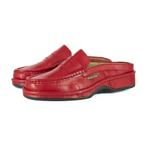 OMOM388 : Leather Mule in Red Soft Saddle Leather