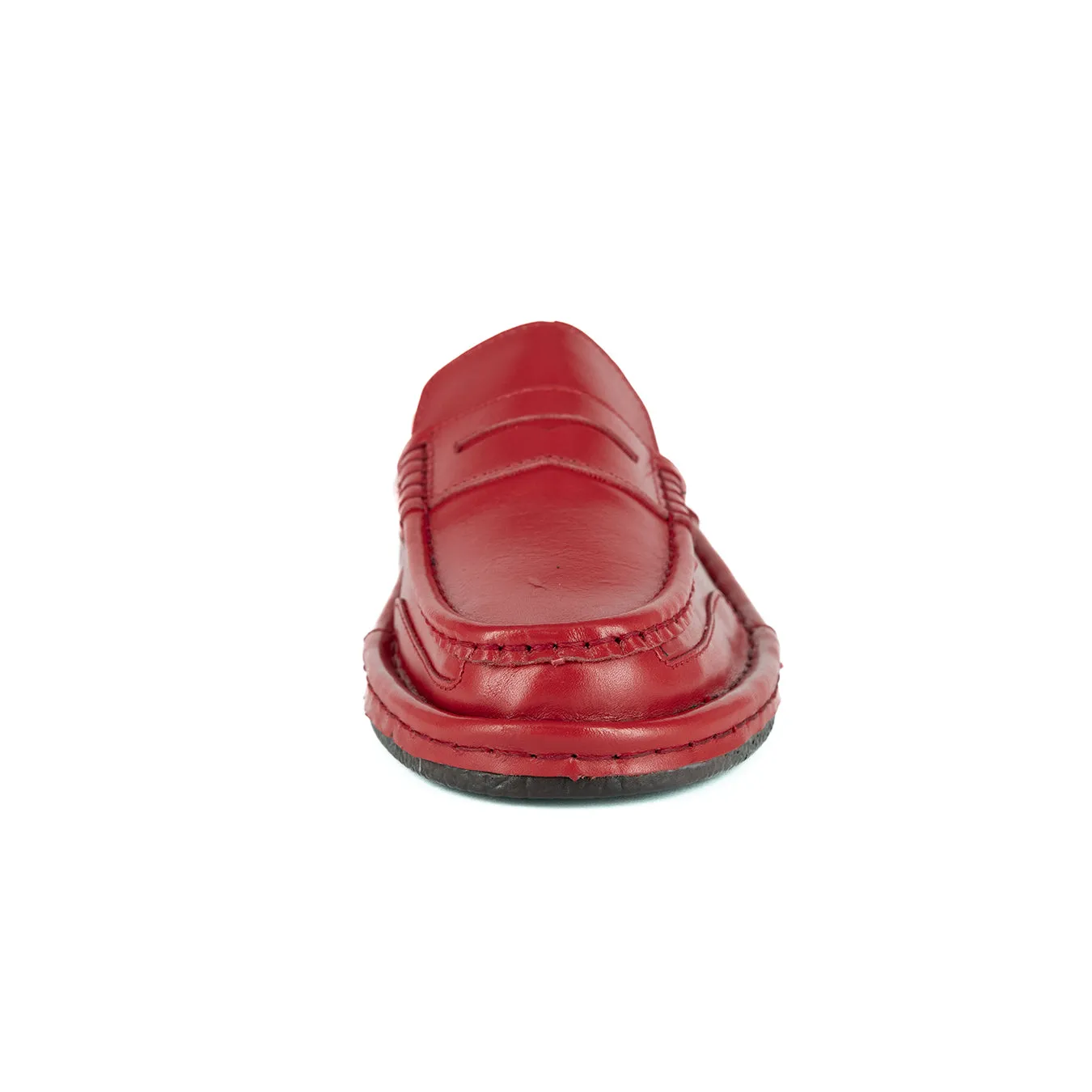 OMOM388 : Leather Mule in Red Soft Saddle Leather