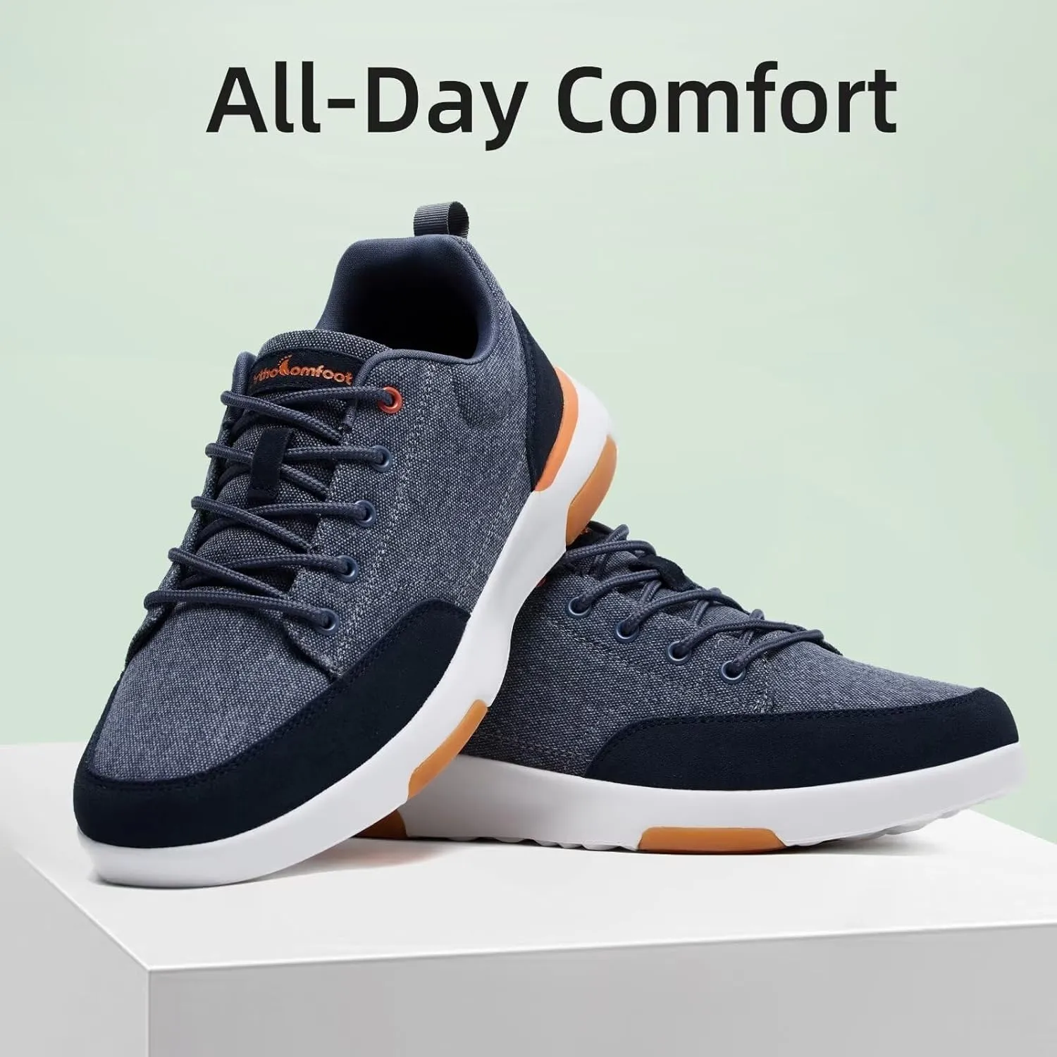 OrthoComfoot Men's Orthopedic Walking Shoes with Arch Support: Comfortable Cushioned Shoes for Plantar Fasciitis Relief, Breathable Orthotic Fashion Sneakers for Foot and Heel Pain