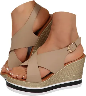 Orthopedic Wedge Sandals For Women Dressy 2025 Wedge Sandal Women's Platform Wedge Heels Shoes Open Toe Wedge Sandal for Casual Vacation Party Dressy Wedding