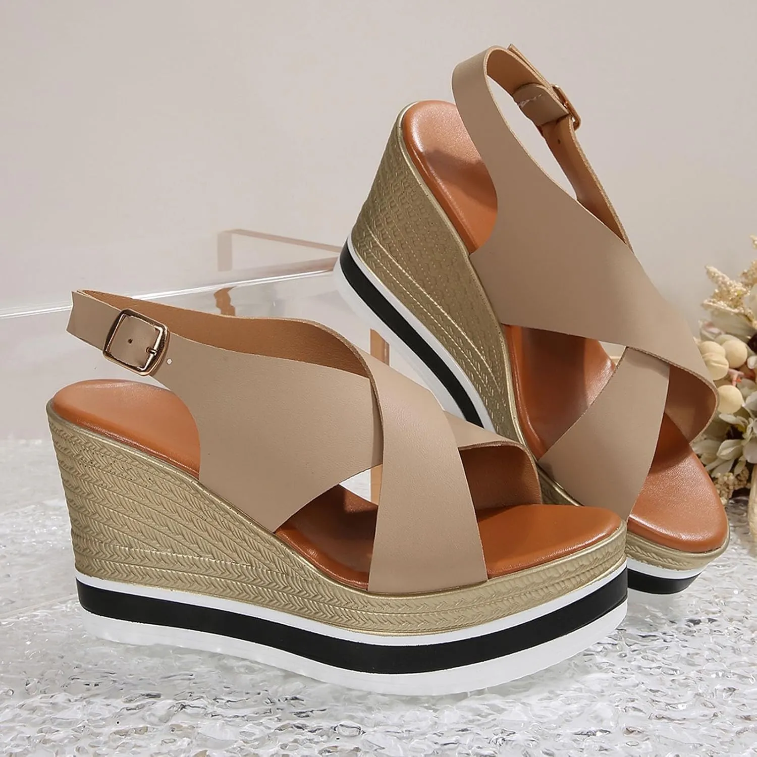 Orthopedic Wedge Sandals For Women Dressy 2025 Wedge Sandal Women's Platform Wedge Heels Shoes Open Toe Wedge Sandal for Casual Vacation Party Dressy Wedding