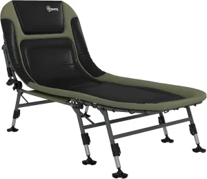 Outsunny Camping Cot for Adults, Folding Bed with Soft Padded Cushions & Headrest, 180° Adjustable Reclining Lounger, Heavy Duty and Portable with a 400 lbs. Capacity, Dark Green