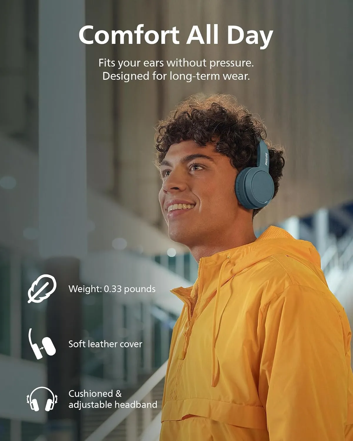 PHILIPS H4205 Wireless Headphone,On-Ear Bluetooth Headphone with BASS Boost,Quality Sound,32mm Drivers,29-Hour Battery Life,Fast Charging,Lightweight,Adjustable Cushioned Headband,Soft Ear Cups,Black