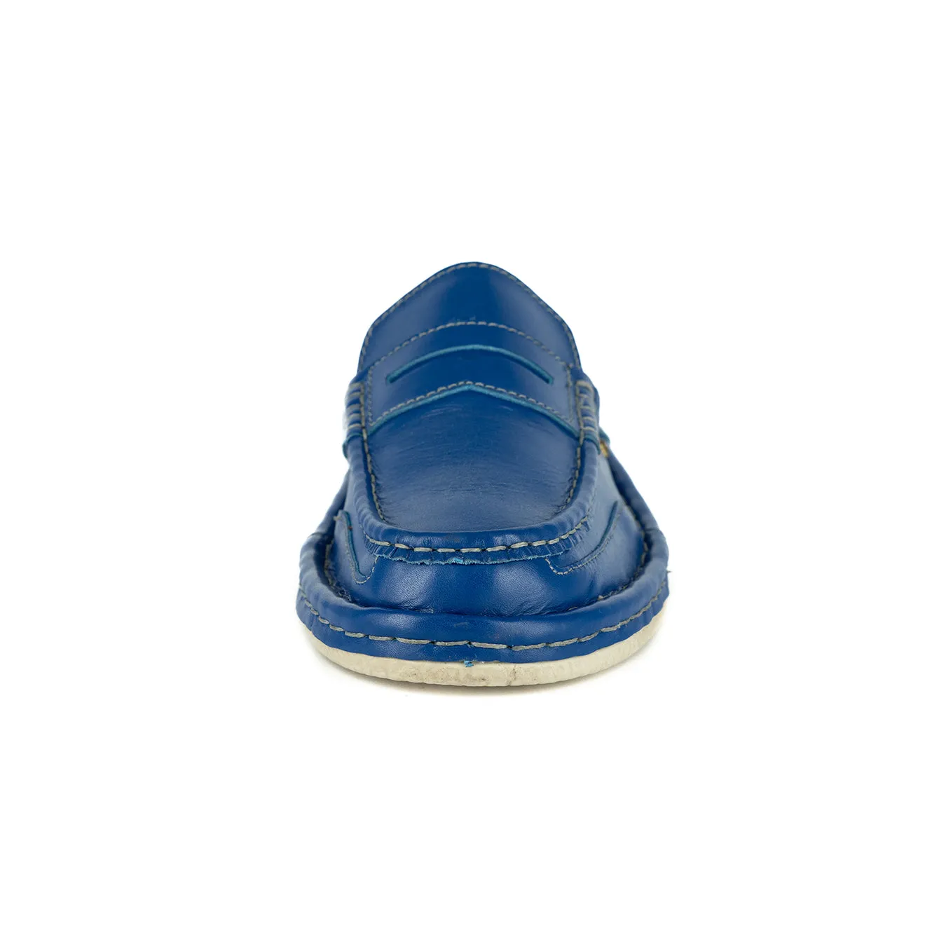 Pre-Order OMOM388 : Leather Mule in Blue Soft Saddle Leather