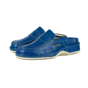 Pre-Order OMOM388 : Leather Mule in Blue Soft Saddle Leather