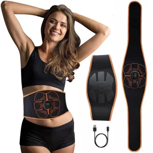 Premium ABS Muscle Stimulator EMS Abdominal Trainer – USB Rechargeable Vibration Fitness Belt for Home Gym, 10 Modes, 30 Intensity Levels, Wearable Electrostimulation Massager for Abs & Waist