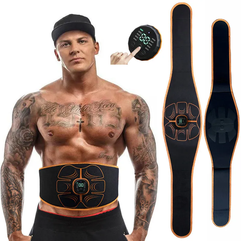 Premium ABS Muscle Stimulator EMS Abdominal Trainer – USB Rechargeable Vibration Fitness Belt for Home Gym, 10 Modes, 30 Intensity Levels, Wearable Electrostimulation Massager for Abs & Waist