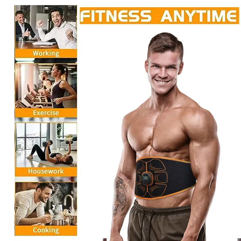 Premium ABS Muscle Stimulator EMS Abdominal Trainer – USB Rechargeable Vibration Fitness Belt for Home Gym, 10 Modes, 30 Intensity Levels, Wearable Electrostimulation Massager for Abs & Waist