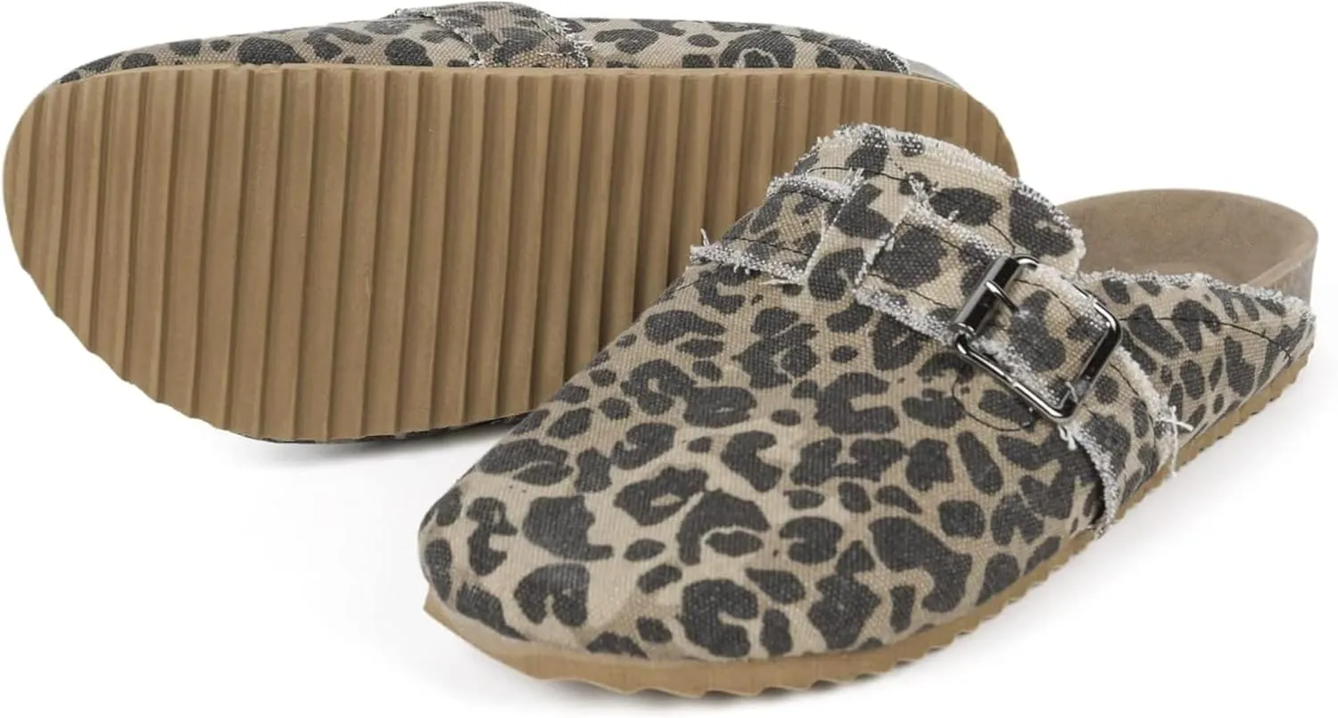 RACHAPE Canvas Loafer Women's Vintage Clogs Flat Slides Slip On Mules Shoes Low Top Backless Casual Sneakers for Walking