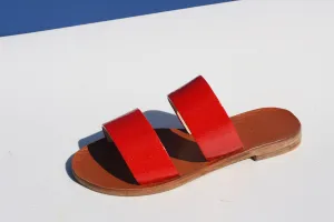 Red Lipstick - Camel Sole - Two-Strap Sandals