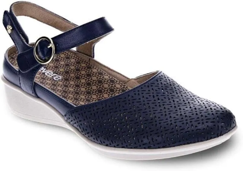 Revere Calabria Closed Toe Sandal - Elegant Wedge with Laser Cutouts - Adjustable Back Strap - Removable Comfort Footbed with Arch Support