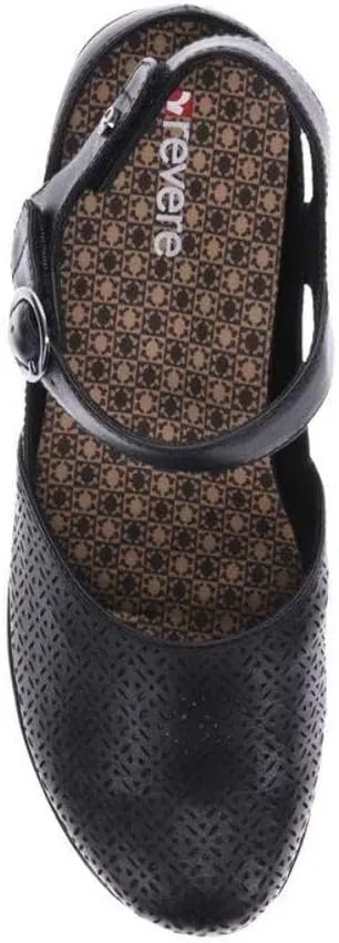 Revere Calabria Closed Toe Sandal - Elegant Wedge with Laser Cutouts - Adjustable Back Strap - Removable Comfort Footbed with Arch Support