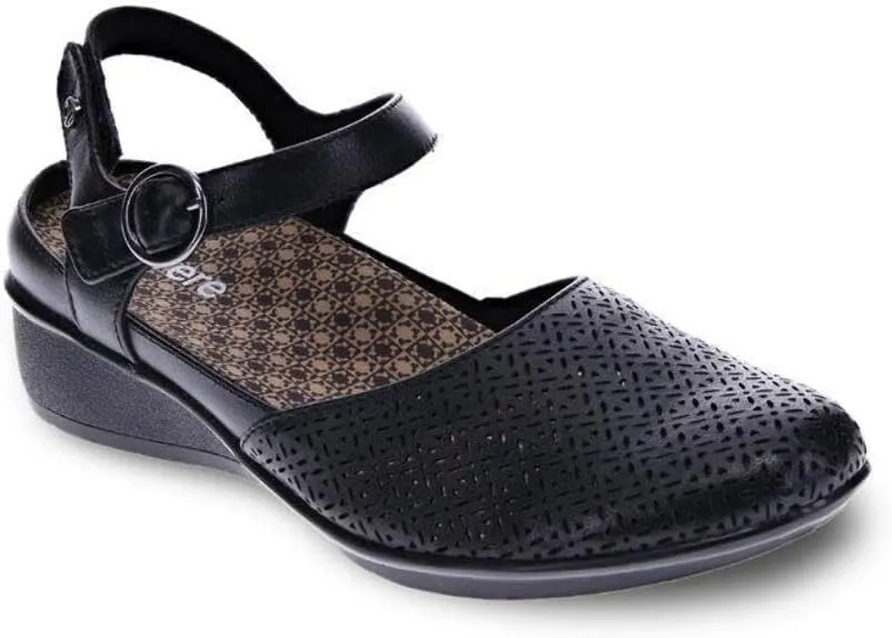 Revere Calabria Closed Toe Sandal - Elegant Wedge with Laser Cutouts - Adjustable Back Strap - Removable Comfort Footbed with Arch Support