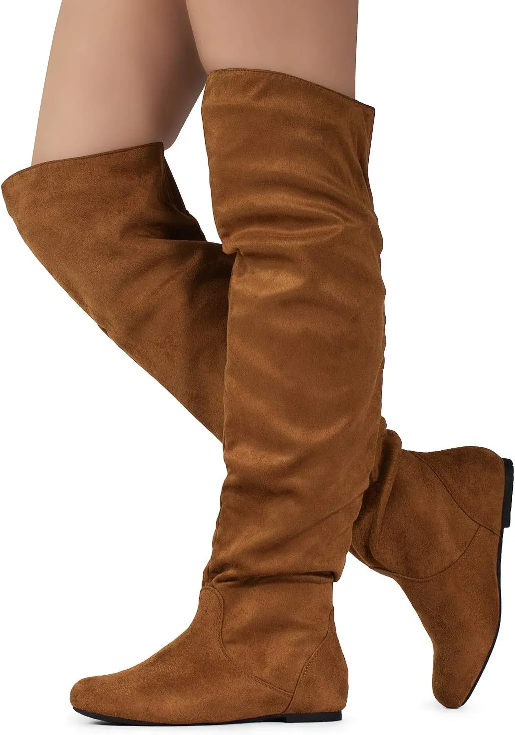 RF ROOM OF FASHION Women's Over The Knee Flat Heel Slouchy Boots (Available in Regular and Wide Calf)