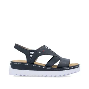 Rieker Wedge Nautical Sandal Navy