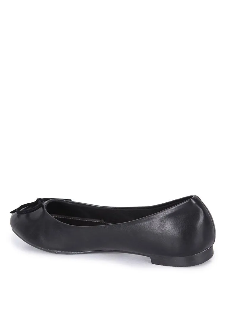 Round Toe Flat Shoes - Black