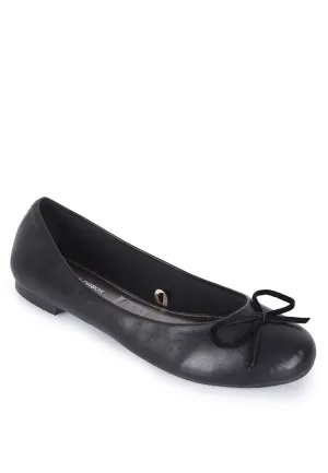 Round Toe Flat Shoes - Black