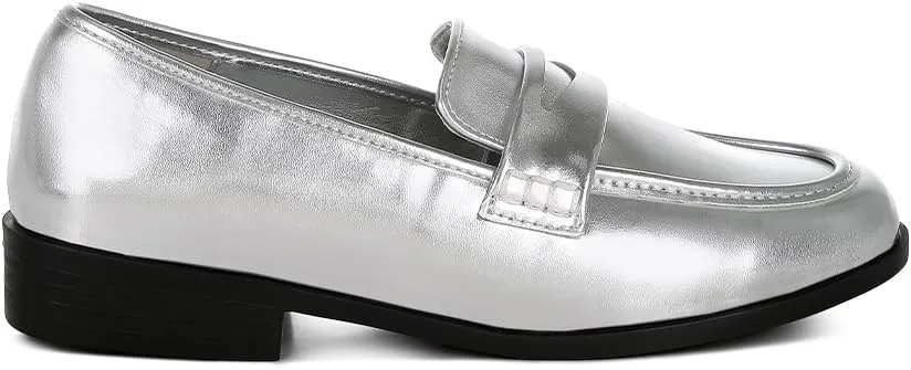 Rugle Metallic Faux Leather Flat Loafers
