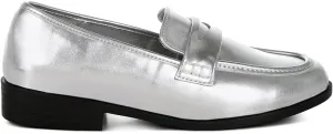 Rugle Metallic Faux Leather Flat Loafers