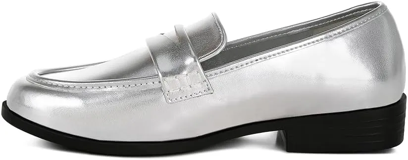 Rugle Metallic Faux Leather Flat Loafers