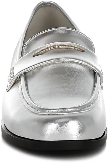 Rugle Metallic Faux Leather Flat Loafers