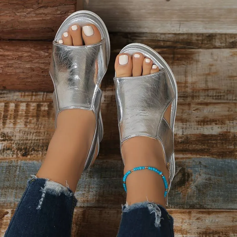 Saffron | Metallic Wedge Chic Sandal