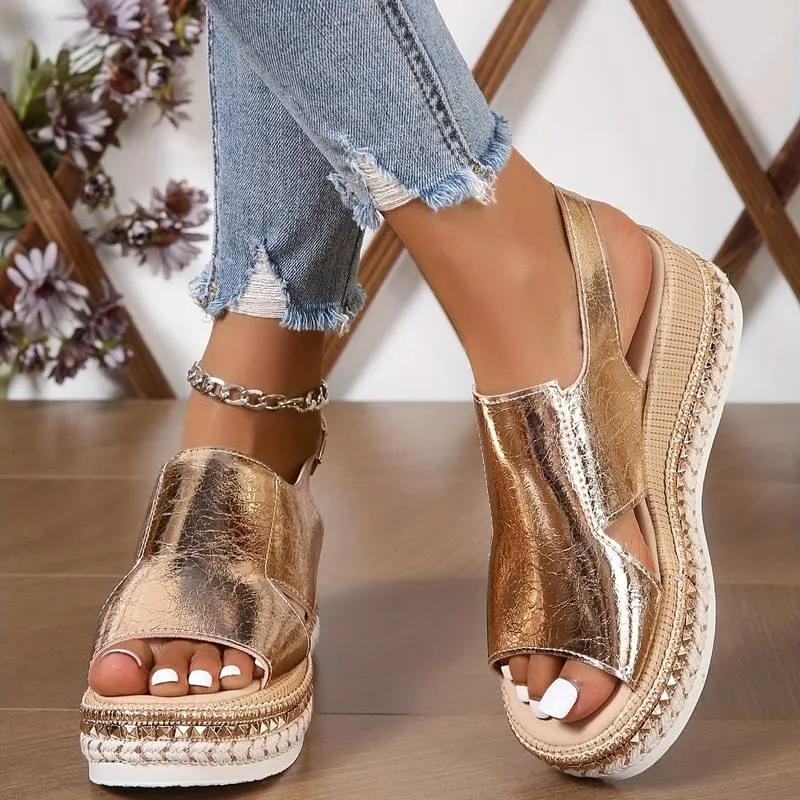 Saffron | Metallic Wedge Chic Sandal