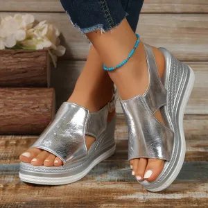 Saffron | Metallic Wedge Chic Sandal