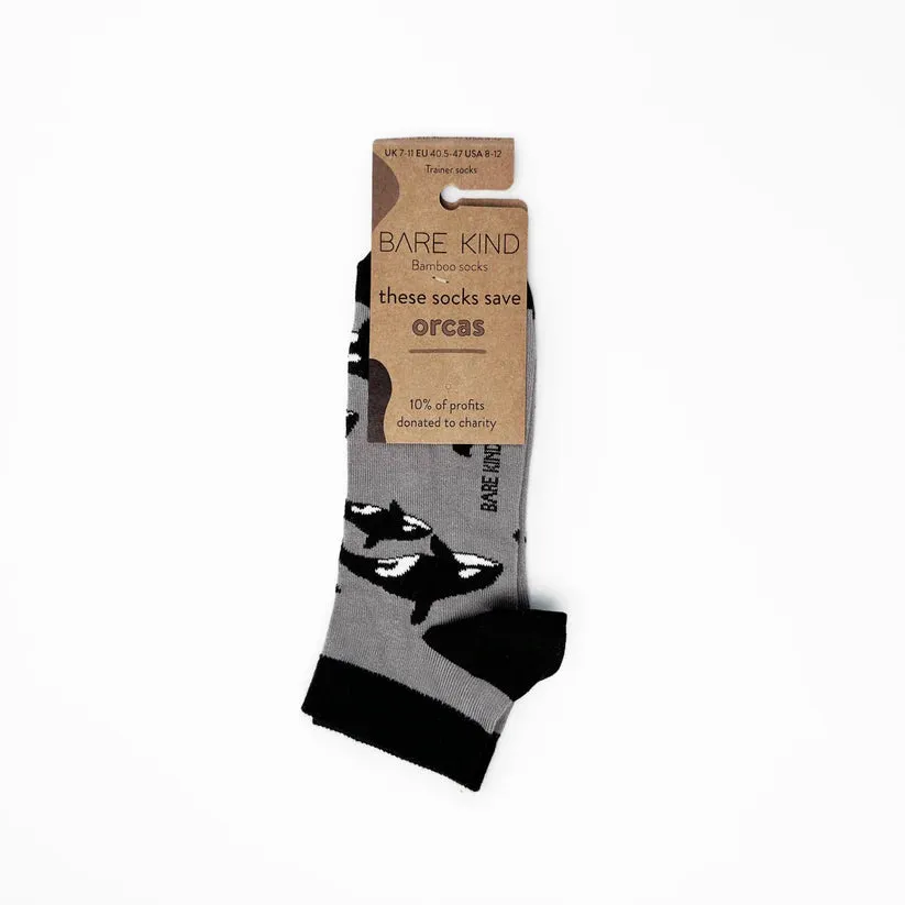 Save the Orcas Bamboo Trainer Socks by Bare Kind
