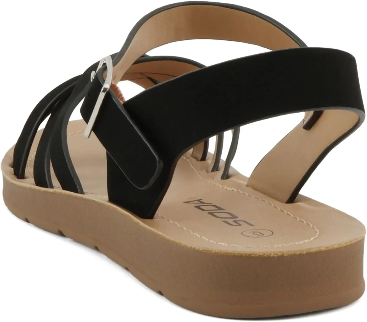 Soda Ling ~ Women Round Toe Multi-Strap Flat Sandals