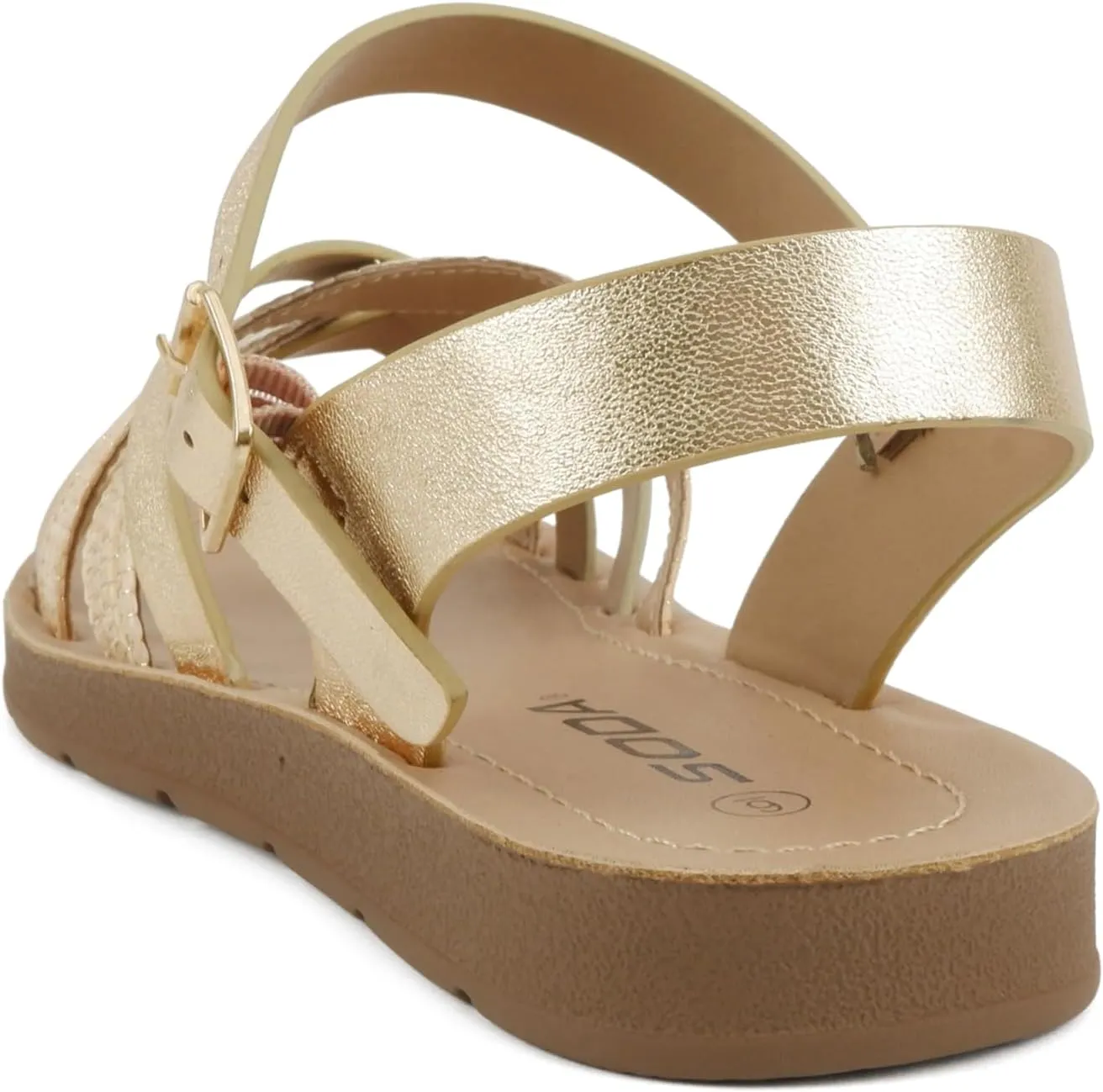Soda Ling ~ Women Round Toe Multi-Strap Flat Sandals
