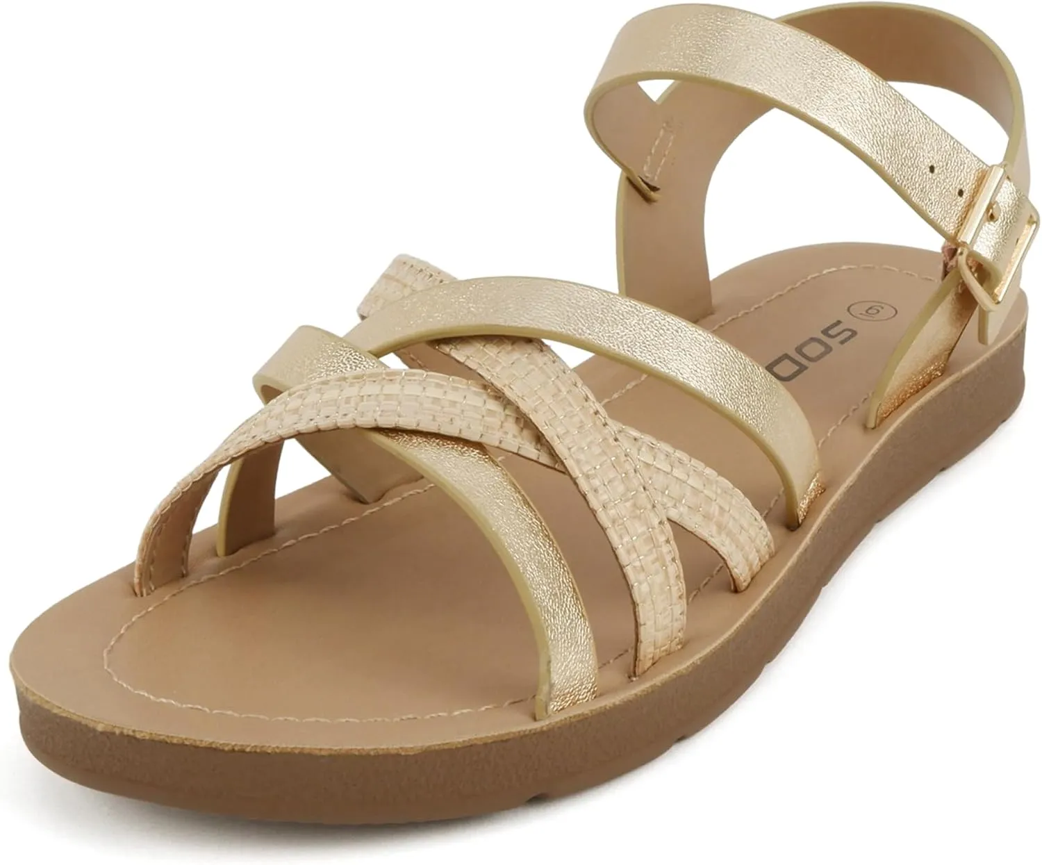 Soda Ling ~ Women Round Toe Multi-Strap Flat Sandals