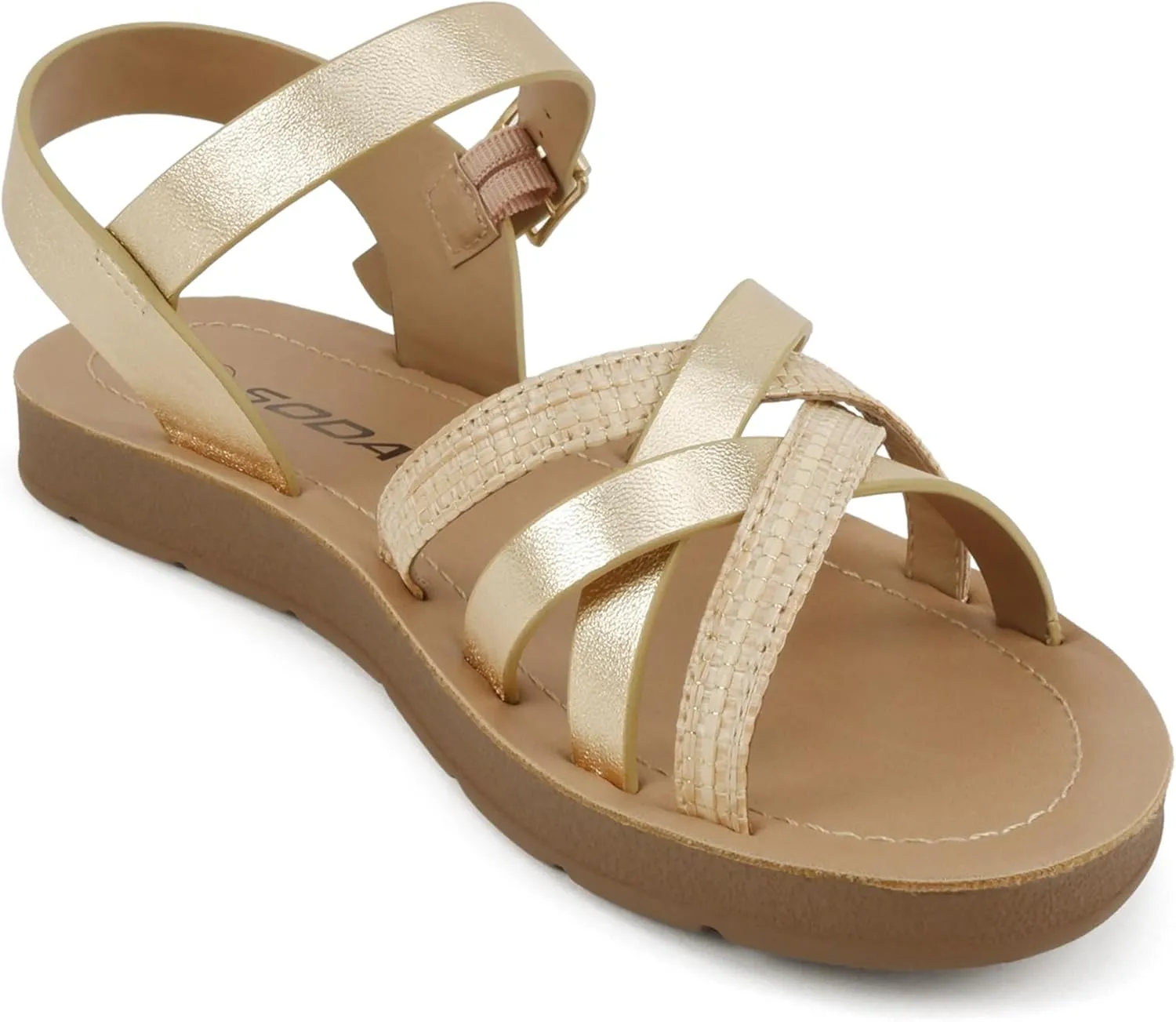 Soda Ling ~ Women Round Toe Multi-Strap Flat Sandals
