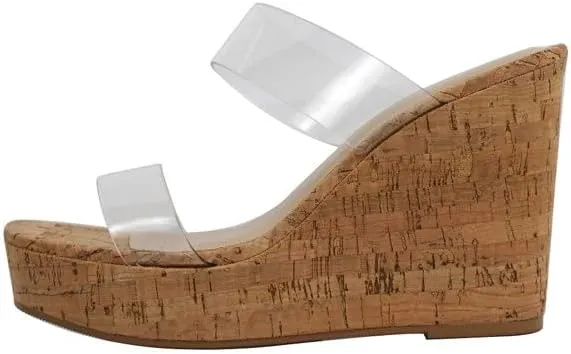 Soda Poster-S Clear Wedge Cork Flatform Sandal