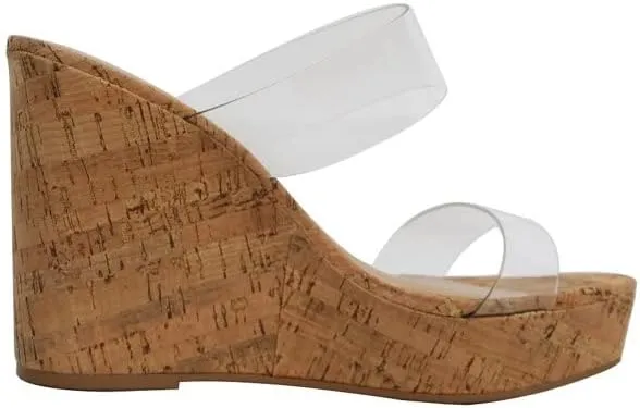 Soda Poster-S Clear Wedge Cork Flatform Sandal