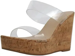 Soda Poster-S Clear Wedge Cork Flatform Sandal