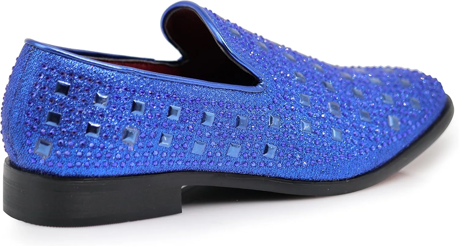 SPK11 Men's Vintage Fashion Rhinestone Designer Dress Loafers Slip On Shoes Classic Tuxedo Dress Shoes